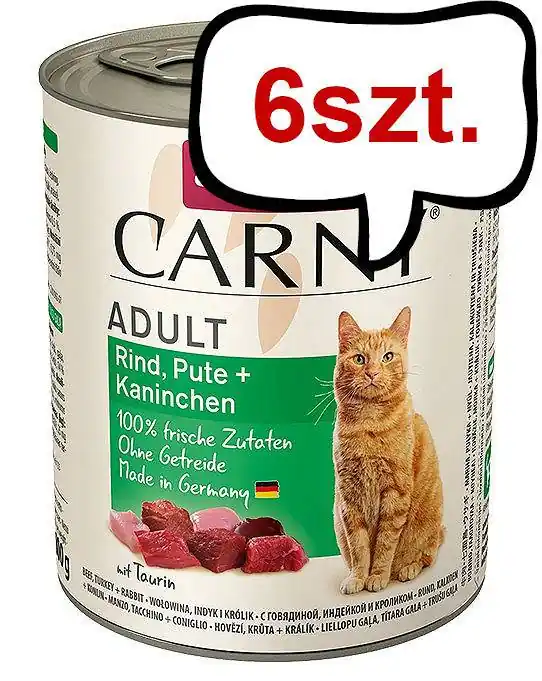Do wyczerpania zapasów Animonda Carny Adult Wołowina i Indyk z Królikiem Mokra Karma dla kota op. 800g Pakiet 6szt.