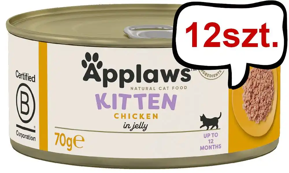 Applaws Natural Cat Food Kitten Kurczak w galarecie Mokra Karma dla kociąt op. 70g Pakiet 12szt. Promocja