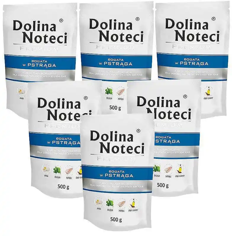 Sprawdź teraz Dolina Noteci Premium Adult Karma z pstrągiem dla psa saszetka 10x500g
