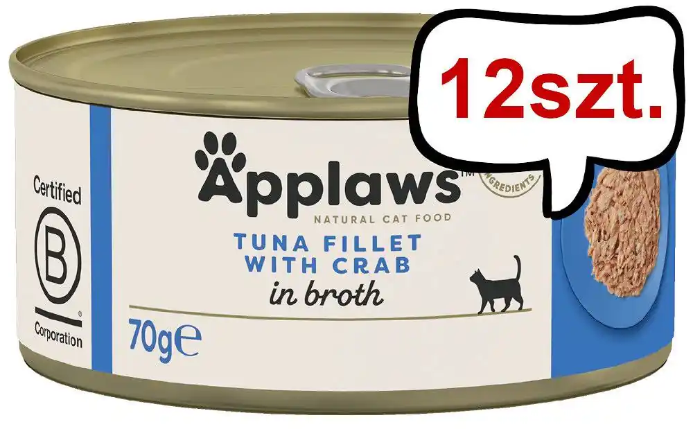 Ostatnie sztuki Applaws Natural Cat Food Tuńczyk z krabem w bulionie Mokra Karma dla kota op. 70g akiet 12szt.