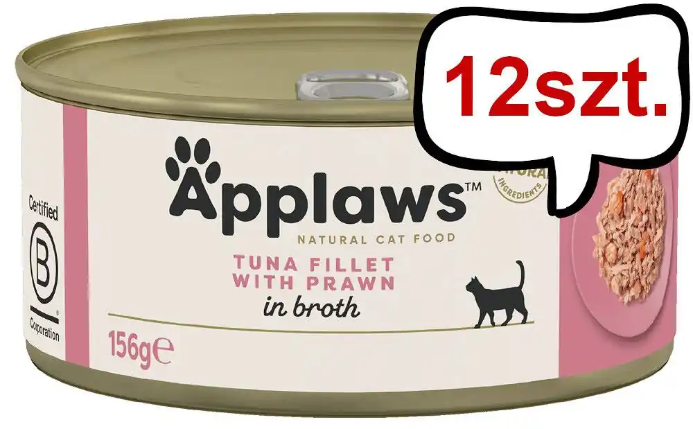 Tylko do końca tygodnia Applaws Natural Cat Food Tuńczyk z krewetkami w bulionie Mokra Karma dla kota op. 156g Pakiet 12szt.