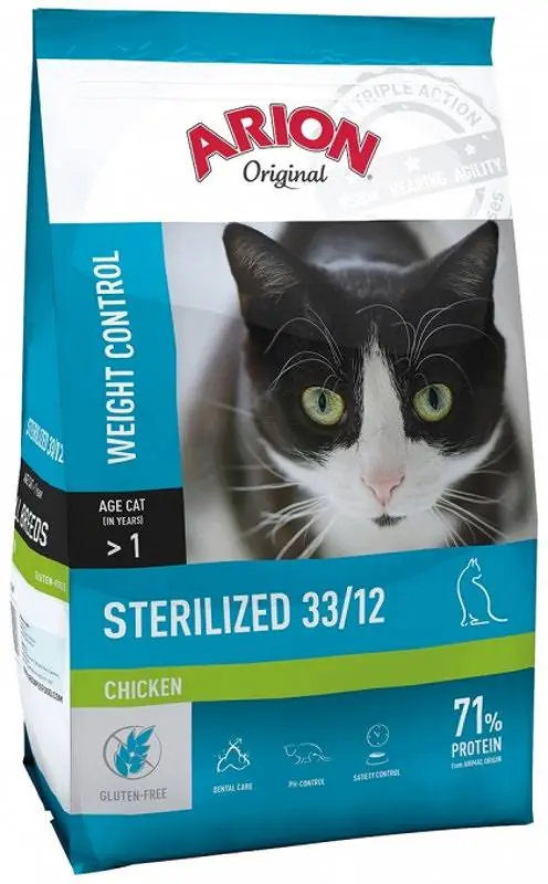 Nie przegap Arion Original Cat Sterilised 33/12 Chicken Sucha Karma dla kota op. 7.5kg