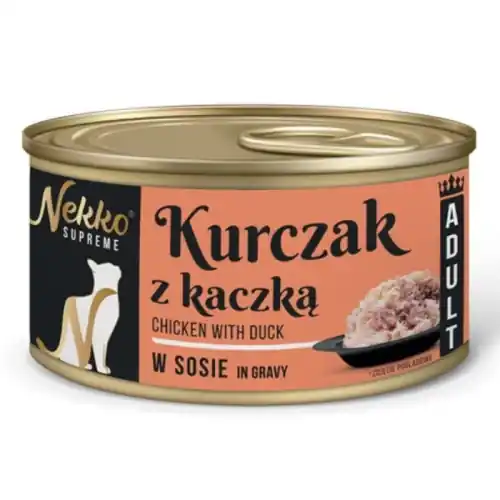 Nekko Supreme Mokra karma dla kota KURCZAK KACZKA W SOSIE Puszka 80g Wyjątkowa oferta