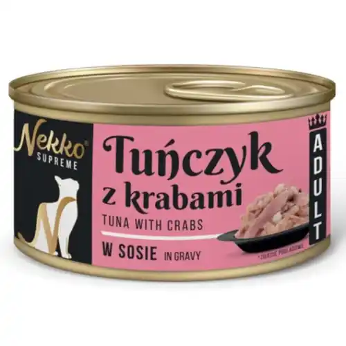 Wyjątkowa oferta Nekko Supreme Adult Mokra karma dla kota TU艃CZYK Z KRABAMI W SOSIE 80g
