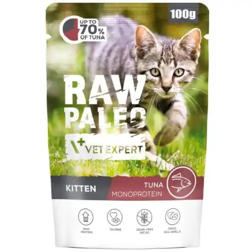 Raw Paleo Kitten Cat Tuna 100g Mokra karma dla koci膮t Tu艅czyk Monoproteina Taniej