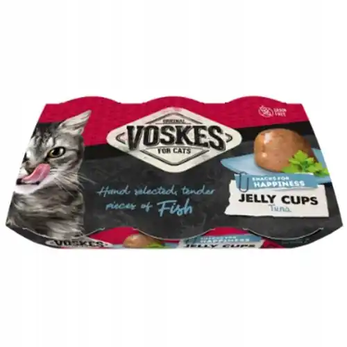 Voskes Jelly Cups Tuna Galaretka z tu艅czykiem i 艂ososiem dla kota 6x25g Kup online