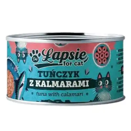 Szybka dostawa M4M - 艁apsie kot tu艅czyk z kalmarami bulion 80g