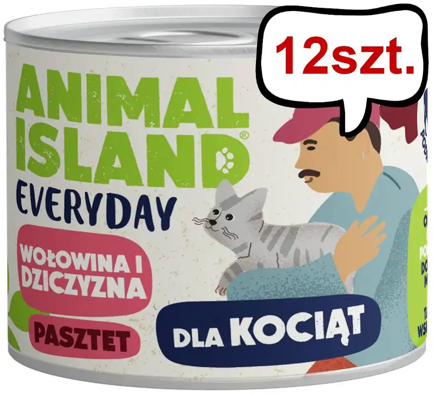 Animal Island Everyday Kitten Wołowina i dziczyzna Mokra Karma dla kociąt op. 185g Pakiet 12szt. Tani