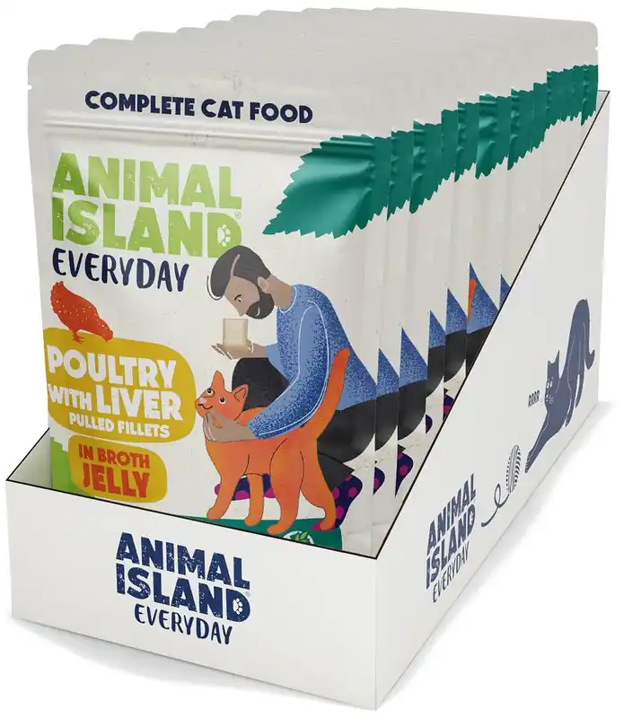 Dodaj do koszyka Animal Island Everyday Poultry with Liver in Broth Jelly Mokra Karma dla kota op. 12x85g