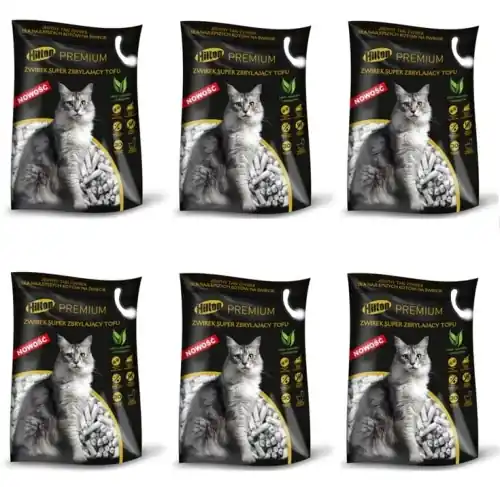 Łatwy zwrot Hilton 呕wirek super zbrylaj膮cy Tofu 6 x 2,5 kg dla kota