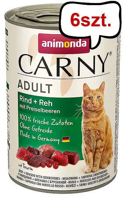 Animonda Carny Adult Wołowina i Sarnina z borówką Mokra Karma dla kota op. 400g Pakiet 6szt. Sprawdź teraz