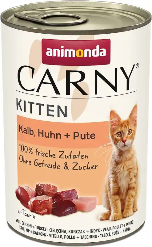 Wybór klientów Animonda Carny Kitten Cięlęcina z kurczakiem i indykiem Mokra Karma dla kociąt op. 400g