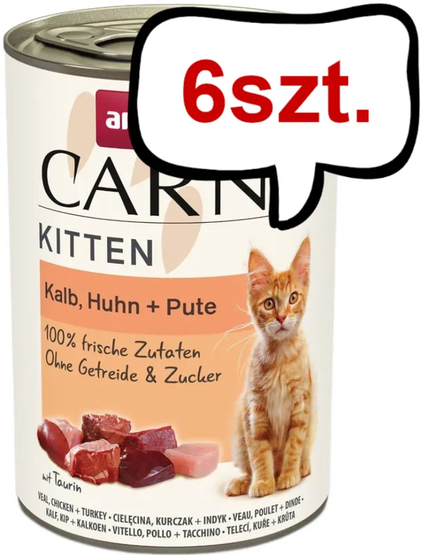 Animonda Carny Kitten Cięlęcina z kurczakiem i indykiem Mokra Karma dla kociąt op. 400g Pakiet 6szt. Ekspresowa dostawa