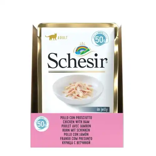 Bestseller Schesir Karma dla kota Kurczak z szynk膮 w galaretce 15 x 50g