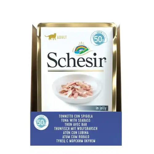 Obniżka ceny Schesir Karma dla kota Tu艅czyk z okoniem morskim w galaretce 15 x 50g
