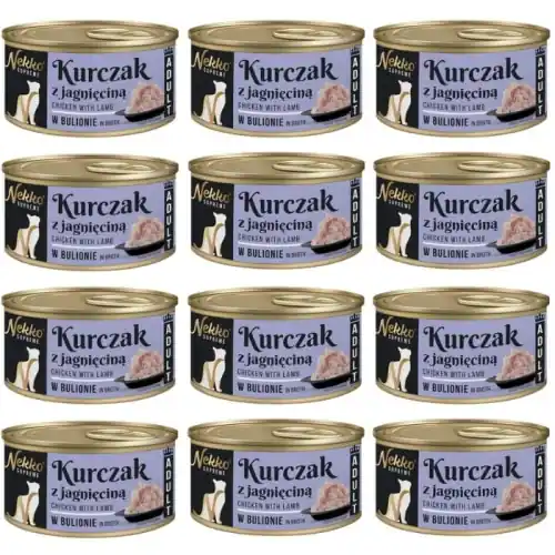 Niska cena Nekko Supreme Mokra karma dla kota JAGNI臉CINA W BULIONIE Puszka 12 x 80g