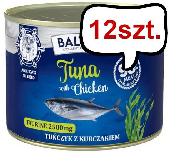 Baltica Excellent Adult Tuna&Chicken Mokra karma dla kota op. 185g Pakiet 12szt. Tylko do końca tygodnia