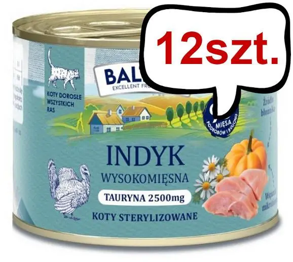 Ostatnie sztuki Baltica Smaki Regionów Adult Mono Indyk Mokra karma dla kota op. 185g Pakiet 12szt.