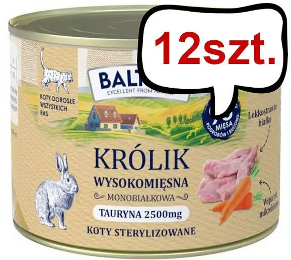 Baltica Smaki Regionów Adult Mono Królik Mokra karma dla kota op. 185g Pakiet 12szt. Cena promocyjna