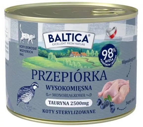Baltica Smaki Regionów Adult Mono Przepiórka Mokra karma dla kota op. 185g Bezpieczne zakupy