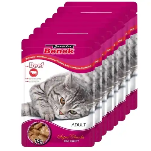 Super Benek wo艂owina w sosie karma mokra dla doros艂ego kota saszetka 24x 100 g Wysoka jakość