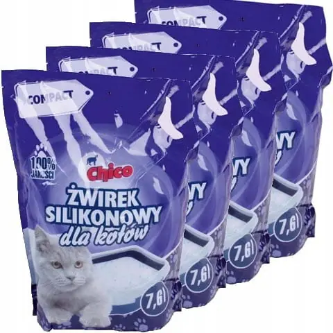 Chico Compact Naturalny 偶wirek silikonowy dla kota drobny bezzapachowy 4x7,6L Nowy