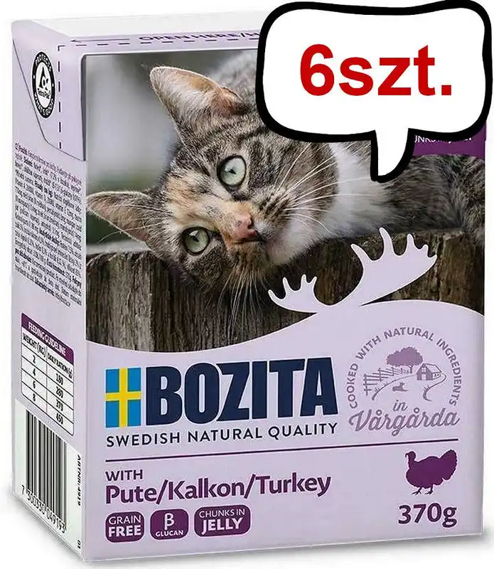 Bozita Adult Indyk w galaretce Mokra Karma dla kota op. 370g Pakiet 6szt. Ekspresowa dostawa