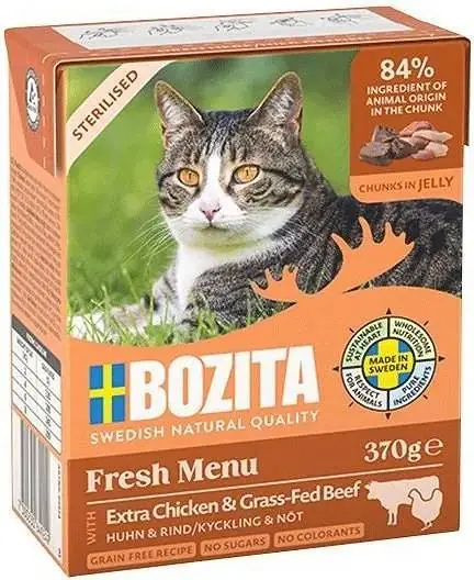 Niska cena Bozita Adult Sterilised Kurczak z wołowiną w galaretce Mokra Karma dla kota op. 370g