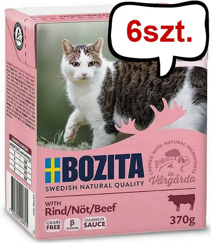 Ograniczona ilość Bozita Adult Wołowina w sosie Mokra Karma dla kota op. 370g Pakiet 6szt.