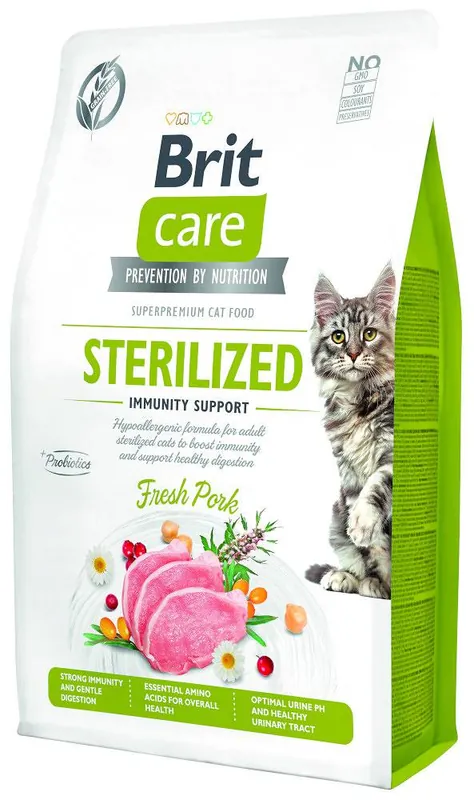 Brit Care Cat Sterilized Immunity Support Fresh Pork Sucha Karma dla kota op. 400g Bestseller