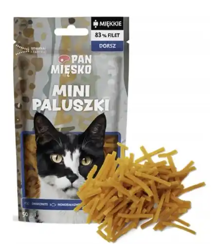 Kup online Pan Mi臋sko dla kota mini paluszki dorsz 50g