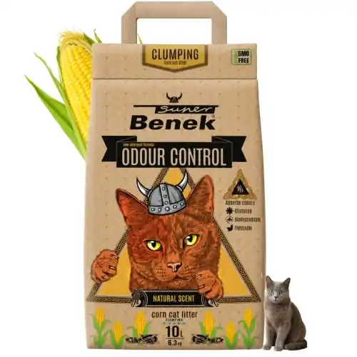 Super Benek Corn Cat Odour Control 偶wirek kukurydziany zbrylaj膮cy 10 l Łatwy zwrot