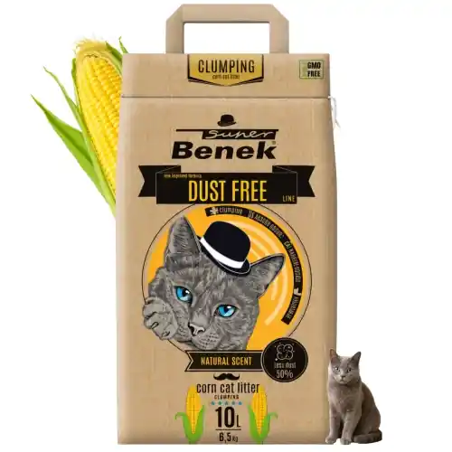 Super Benek Corn Cat Dust Free 偶wirek kukurydziany zbrylaj膮cy naturalny 10L Ograniczona ilość