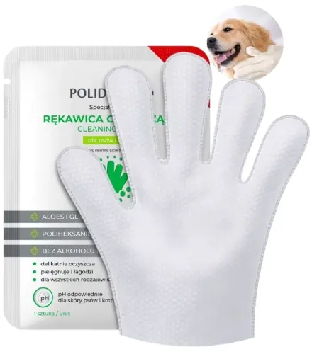 Poliderm r臋kawica czyszcz膮ca dla psa kota bez wody higiena sier艣ci 1 szt Okazja