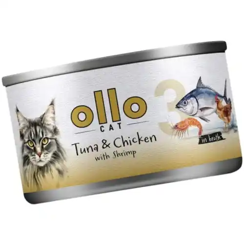 Ollo Cat nr 3 Tu艅czyk Kurczak Krewetki Mokra karma dla kota koci膮t 70g Darmowy zwrot
