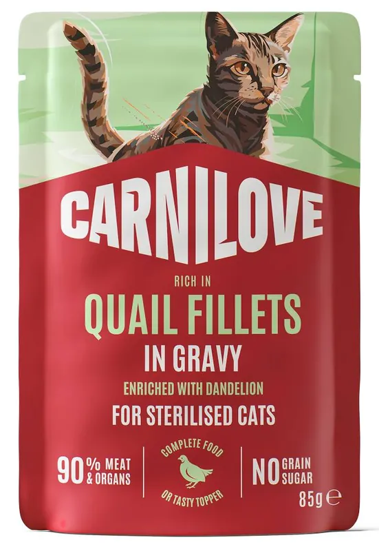Carnilove Cat Adult Sterilised Quail Fillets in Gravy Mokra Karma dla kota op. 85g Taniej