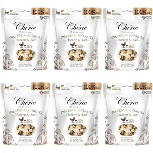 Oferta czasowa Pettric Cherie Liofilizowany kurczak z w膮tr贸bk膮 Smako艂yki psa kota 30g x 6