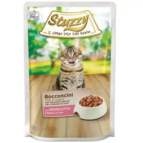 Szybka wysyłka Stuzzy Bocconcini Karma mokra dla kota Szynka w sosie Saszetka 85g