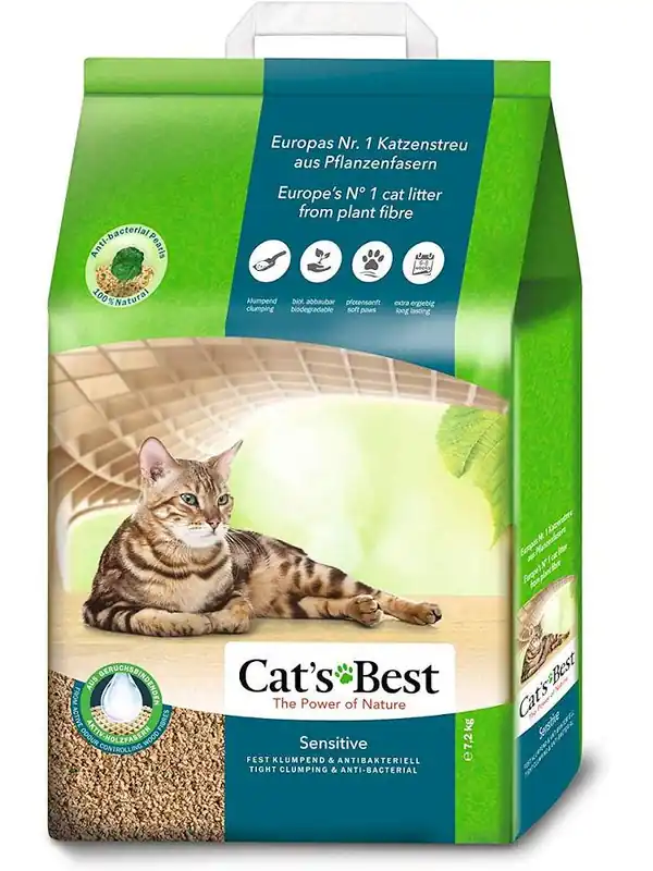 Cat‘s Best Żwirek drzewny Sensitive (Green Power) dla kota op. 7.2kg (20l) Darmowy zwrot