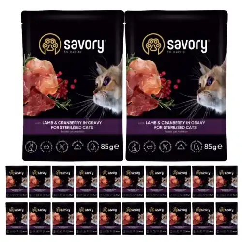 Tylko dziś Savory sasz. kot Jagni臋cina z 偶urawin膮 22x85g