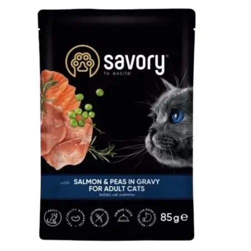 Bezpieczna płatność Savory sasz. kot 艁oso艣 z groszkiem 85g sos