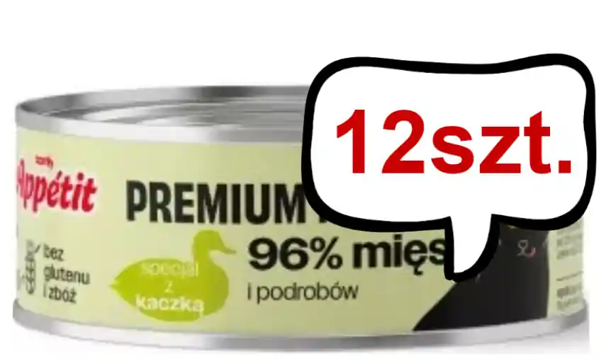 Hit cenowy Comfy Appetit Premium Mousse z Kaczką Mokra karma dla kota 85g Pakiet 12szt.