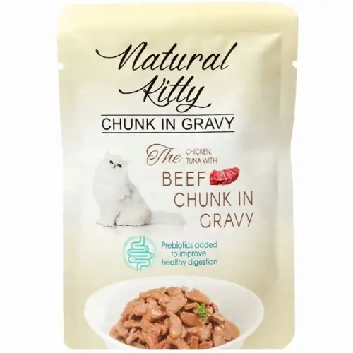 Kup online Natural Kitty Premium Mokra karma dla kota Kurczak Tu艅czyk Wo艂owina 85g