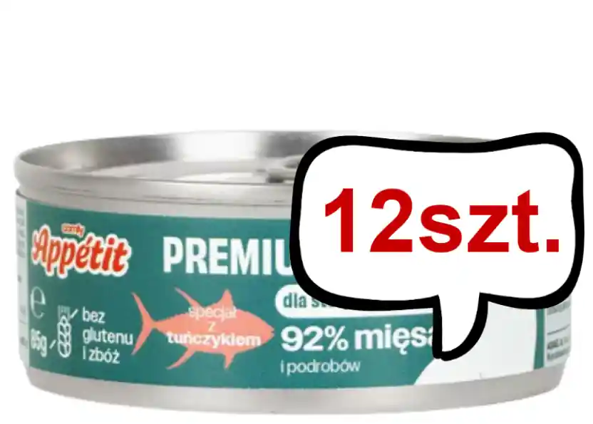 Ostatnia szansa Comfy Appetit Premium Sterilized Mousse z Tuńczykiem Mokra karma dla kota 85g Pakiet 12szt.