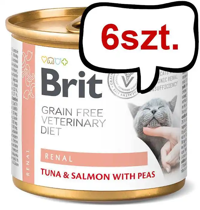 Oferta Brit Veterinary Diet Renal Tuna&Salmon&Pea Mokra Karma dla kota op. 200g Pakiet 6szt.