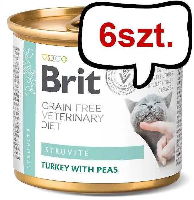 Super okazja Brit Veterinary Diet Struvite Turkey&Pea Mokra Karma dla kota op. 200g Pakiet 6szt.