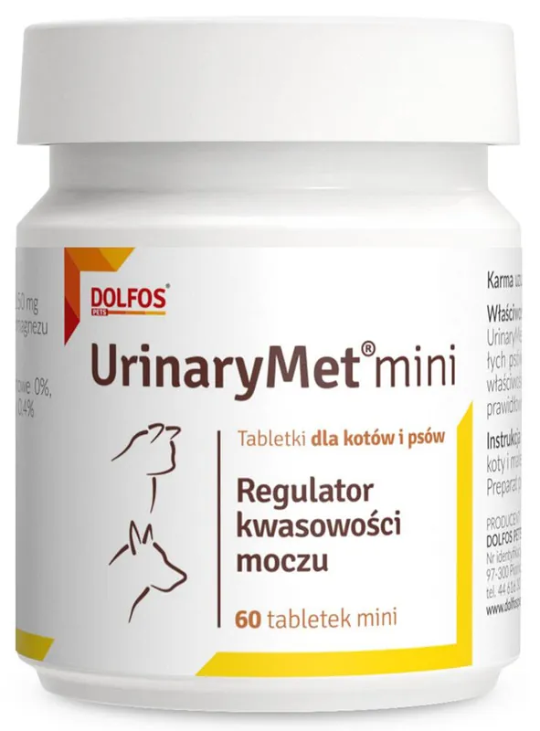 Zniżka Dolfos Preparat na drogi moczowe UrinaryMet MINI dla psa i kota op. 60 tabletek
