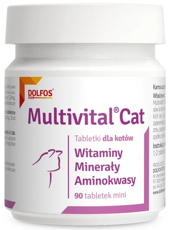 Dolfos Preparat witaminowy Multivital CAT dla kota op. 90 tabletek Nowość