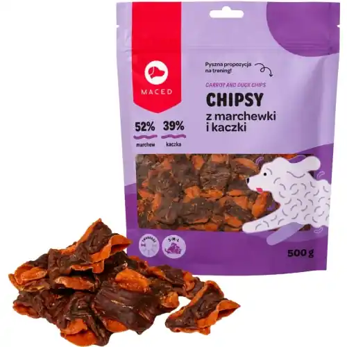 Obniżka ceny Maced chipsy z marchewki i kaczki mi臋kki przysmak dla psa bez zb贸偶 500g