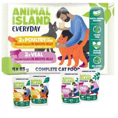 Animal Island Everyday ciel臋cina dr贸b w膮tr贸bka karma dla kota 4x85 g Kup online